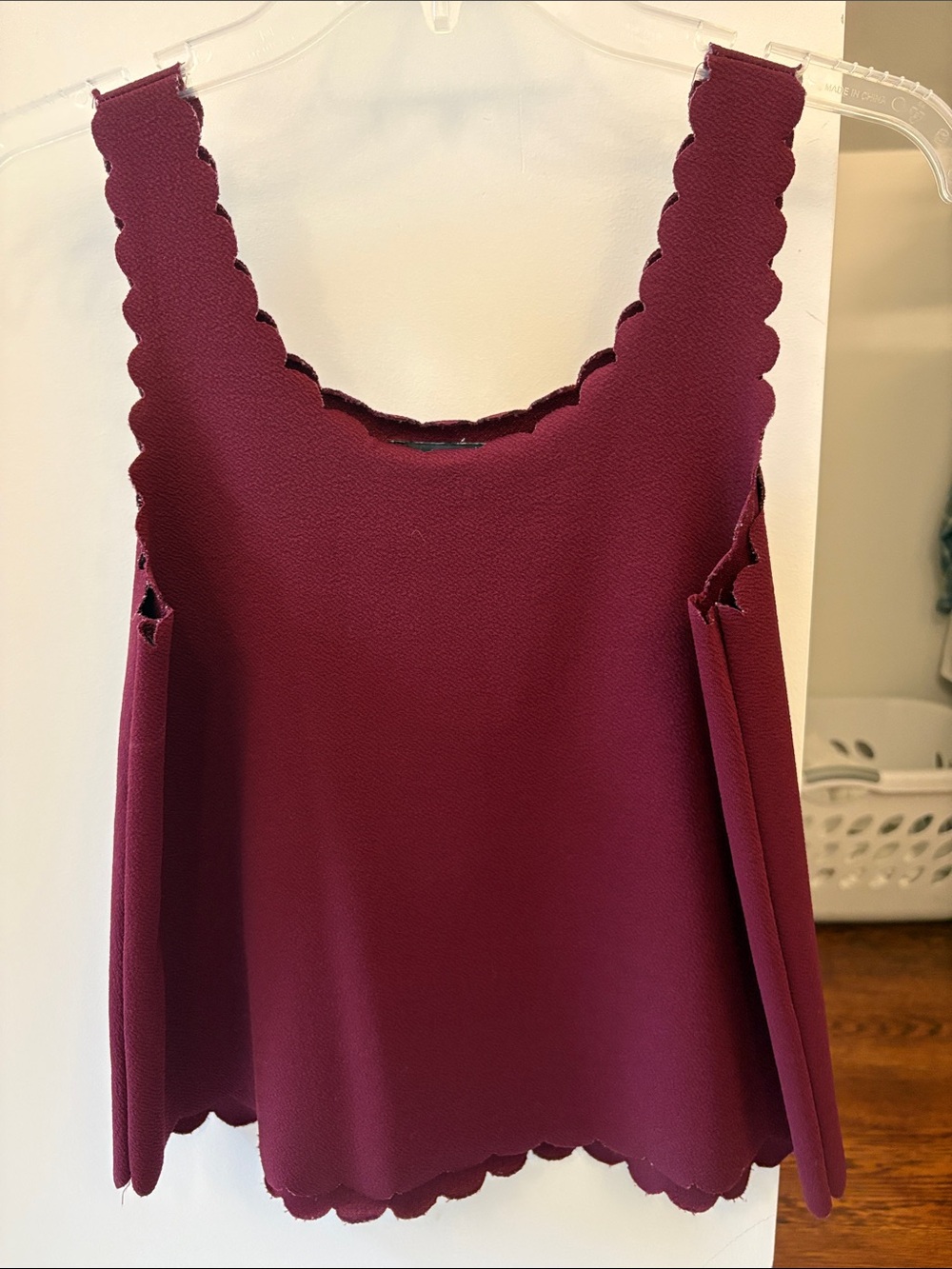 Abbeline Scalloped-Edge Wine Camisole